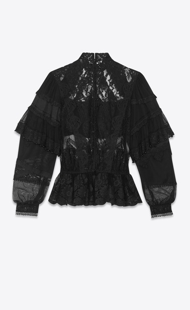 SAINT LAURENT Tops and Blouses Woman lace embroidered blouse b_V4